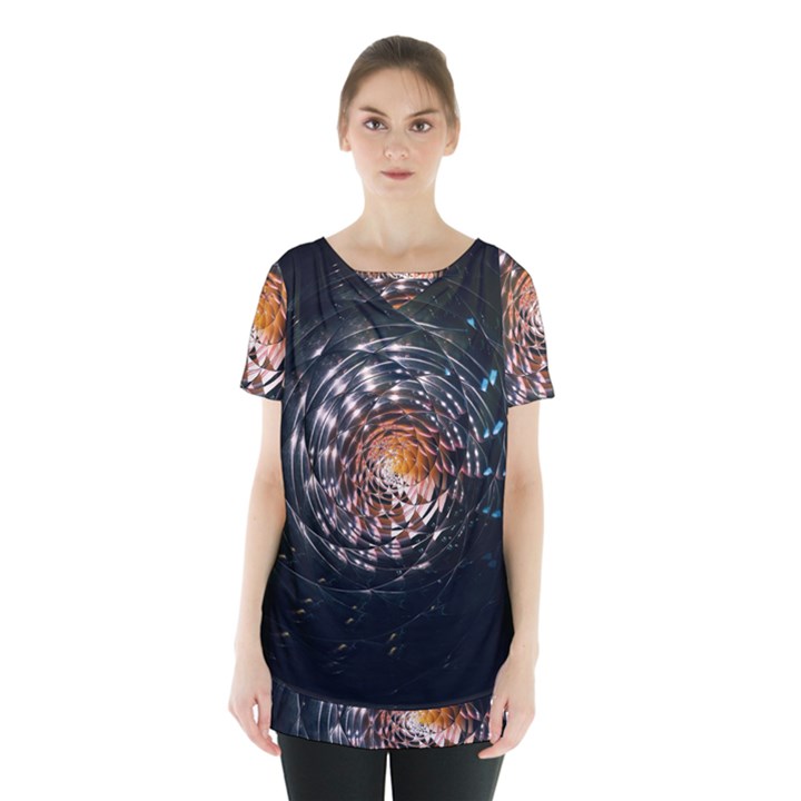 Abstract Fractal Pattern Galaxy Skirt Hem Sports Top