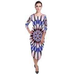 Digital Art Art Artwork Abstract Quarter Sleeve Midi Velour Bodycon Dress