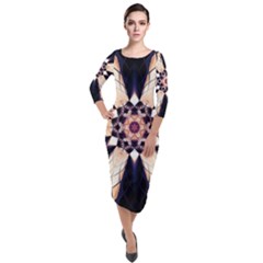 Digital Art Art Artwork Abstract Quarter Sleeve Midi Velour Bodycon Dress