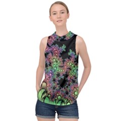 Fractal Art Digital Art Artwork High Neck Satin Top