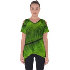 Green Leaf Plant Freshness Color Cut Out Side Drop Tee by Pakrebo