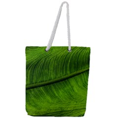 Green Leaf Plant Freshness Color Full Print Rope Handle Tote (large) by Pakrebo