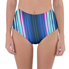 Abstract Fractal Pattern Lines Reversible High-waist Bikini Bottoms by Pakrebo