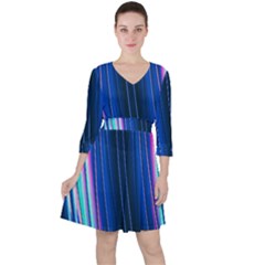 Abstract Fractal Pattern Lines Ruffle Dress by Pakrebo