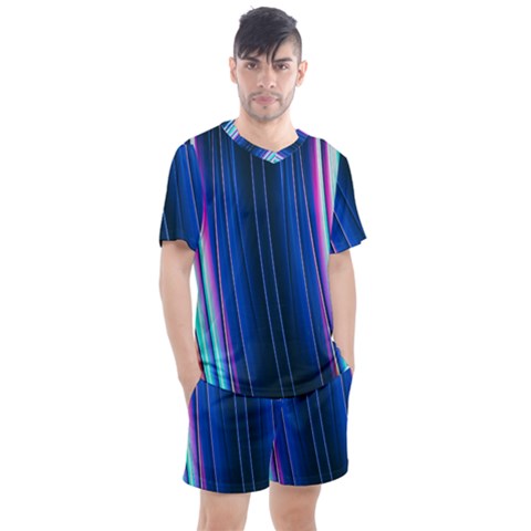 Abstract Fractal Pattern Lines Men s Mesh Tee And Shorts Set by Pakrebo