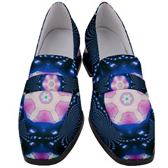 Abstract Fractal Pattern Colorful Women s Chunky Heel Loafers