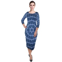 Digital Art Art Artwork Abstract Quarter Sleeve Midi Velour Bodycon Dress by Pakrebo