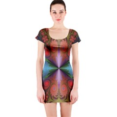 Fractal Fractal Background Design Short Sleeve Bodycon Dress by Pakrebo