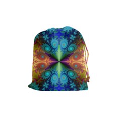 Fractal Fractal Background Design Drawstring Pouch (medium) by Pakrebo