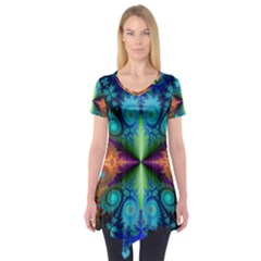 Fractal Fractal Background Design Short Sleeve Tunic  by Pakrebo