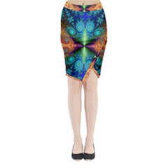 Fractal Fractal Background Design Midi Wrap Pencil Skirt by Pakrebo