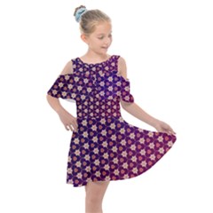 Texture Background Pattern Kids  Shoulder Cutout Chiffon Dress