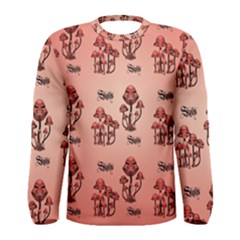 Funny Mushroom Pattern Men s Long Sleeve Tee by FantasyWorld7