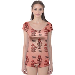 Funny Mushroom Pattern Boyleg Leotard  by FantasyWorld7