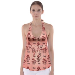 Funny Mushroom Pattern Babydoll Tankini Top by FantasyWorld7