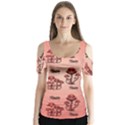 Funny Mushroom Pattern Butterfly Sleeve Cutout Tee  View1