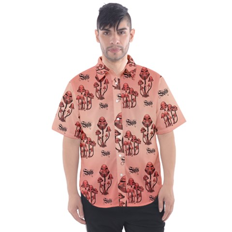 Funny Mushroom Pattern Men s Short Sleeve Shirt by FantasyWorld7