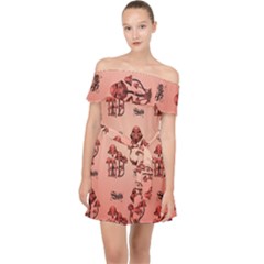 Funny Mushroom Pattern Off Shoulder Chiffon Dress by FantasyWorld7