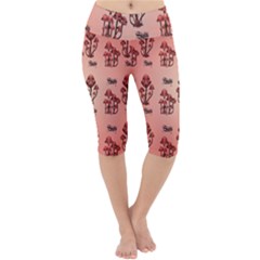 Funny Mushroom Pattern Lightweight Velour Cropped Yoga Leggings by FantasyWorld7