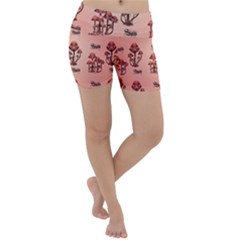 Funny Mushroom Pattern Lightweight Velour Yoga Shorts by FantasyWorld7