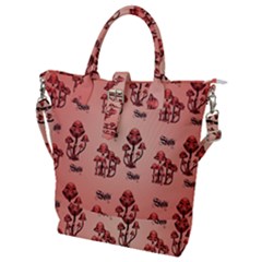 Funny Mushroom Pattern Buckle Top Tote Bag by FantasyWorld7