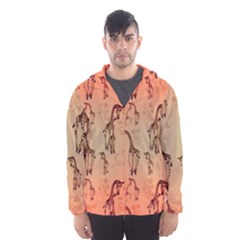 Cute Giraffe Pattern Hooded Windbreaker (men) by FantasyWorld7