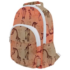 Cute Giraffe Pattern Rounded Multi Pocket Backpack