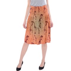 Cute Giraffe Pattern Midi Beach Skirt by FantasyWorld7