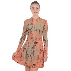 Cute Giraffe Pattern Long Sleeve Panel Dress by FantasyWorld7