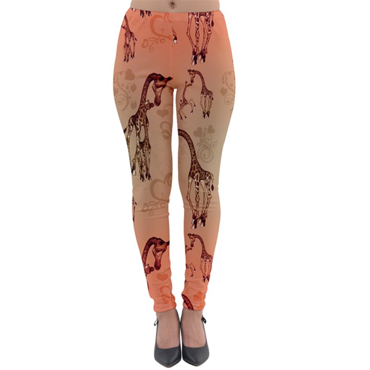 Cute Giraffe Pattern Lightweight Velour Leggings