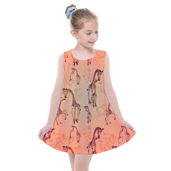 Cute Giraffe Pattern Kids  Summer Dress