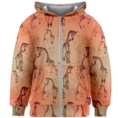 Cute Giraffe Pattern Kids  Zipper Hoodie Without Drawstring by FantasyWorld7