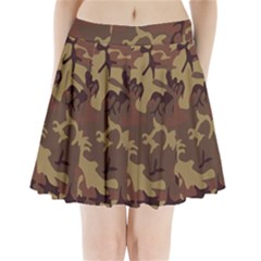 Camo Dark Brown Pleated Mini Skirt