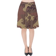 Camo Dark Brown Velvet High Waist Skirt