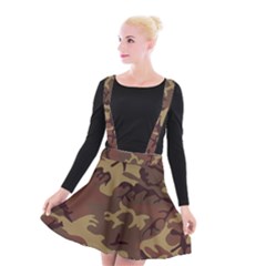 Camo Dark Brown Suspender Skater Skirt