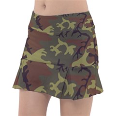 Camo Green Brown Tennis Skirt by retrotoomoderndesigns