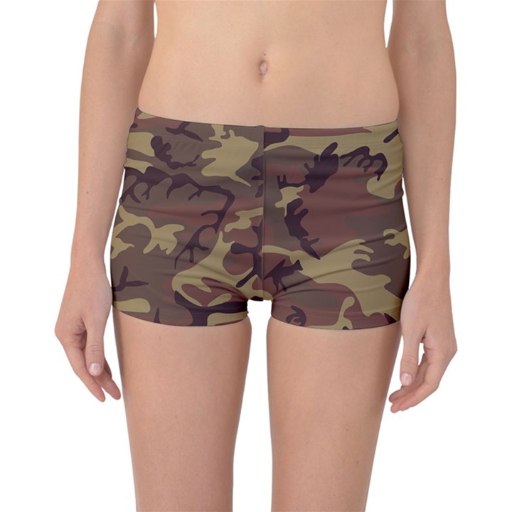 Camo Dark Brown Reversible Boyleg Bikini Bottoms