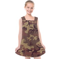 Camo Dark Brown Kids  Cross Back Dress