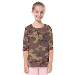 Camo Dark Brown Kids  Quarter Sleeve Raglan Tee