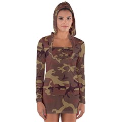 Camo Dark Brown Long Sleeve Hooded T-shirt