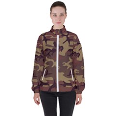 Camo Dark Brown High Neck Windbreaker (Women)