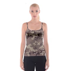 Camo Light Brown Spaghetti Strap Top by retrotoomoderndesigns