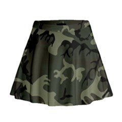 Camo Dark Green Mini Flare Skirt by retrotoomoderndesigns