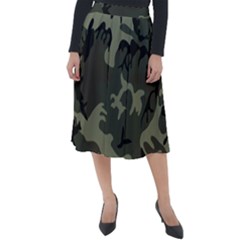 Camo Dark Green Classic Velour Midi Skirt 