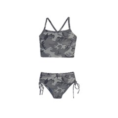 Camo Grey Girls  Tankini Swimsuit by retrotoomoderndesigns