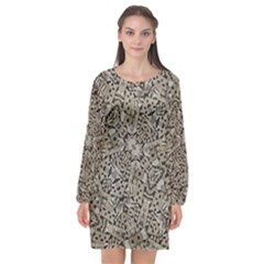 Cyber Punk Pattern Design Long Sleeve Chiffon Shift Dress 