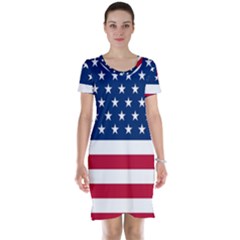 American Flag Short Sleeve Nightdress by Valentinaart