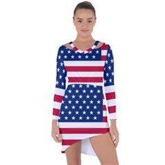 American Flag Asymmetric Cut-out Shift Dress by Valentinaart