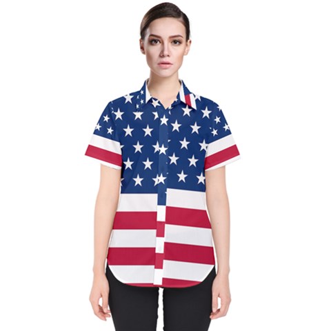 American Flag Women s Short Sleeve Shirt by Valentinaart