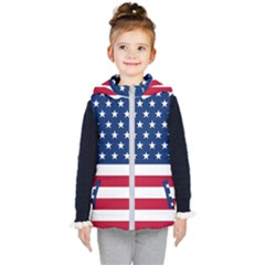 American Flag Kids  Hooded Puffer Vest by Valentinaart